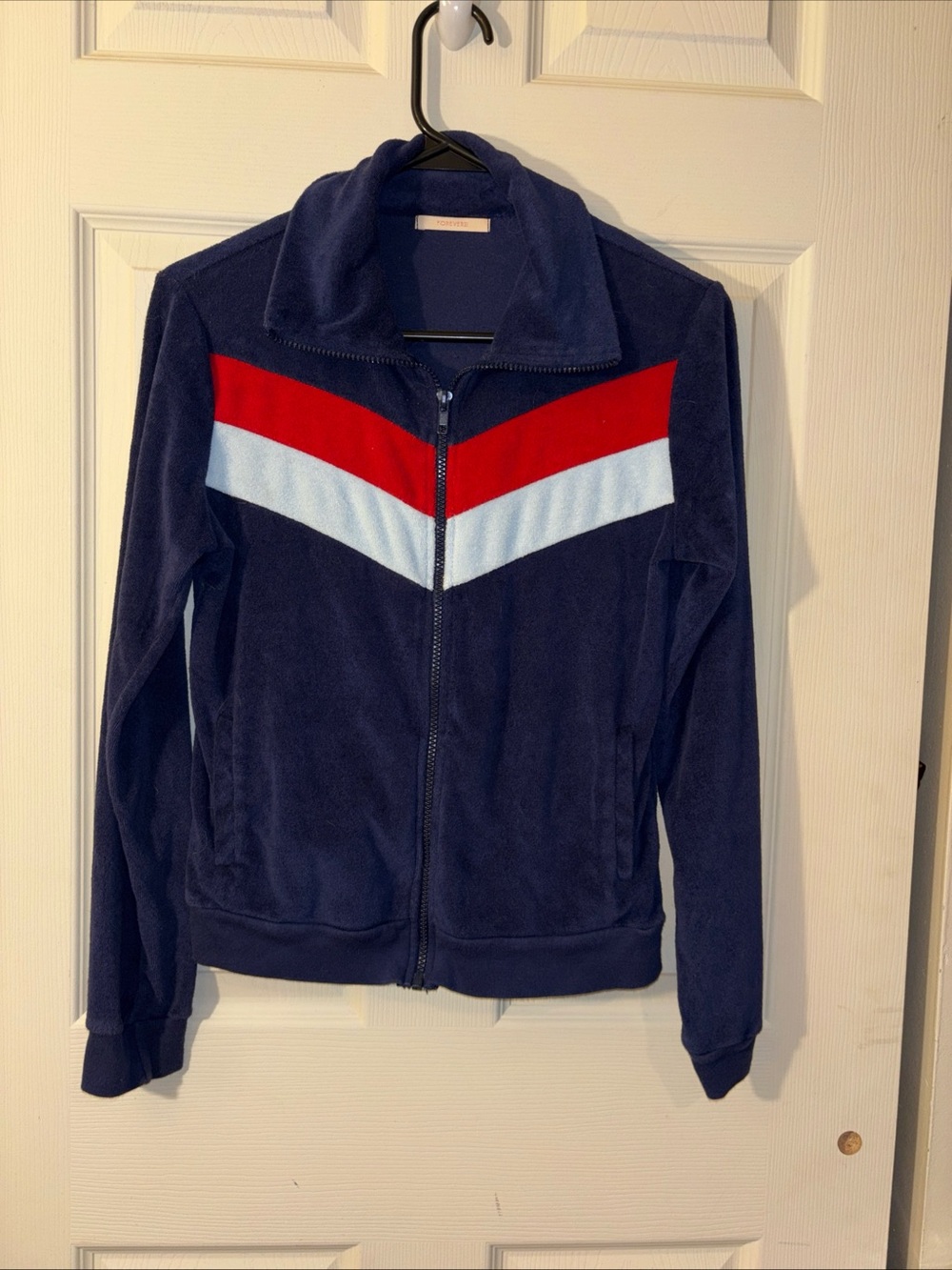 Forever 21 track Jacket with Red and Light Blue Chevron